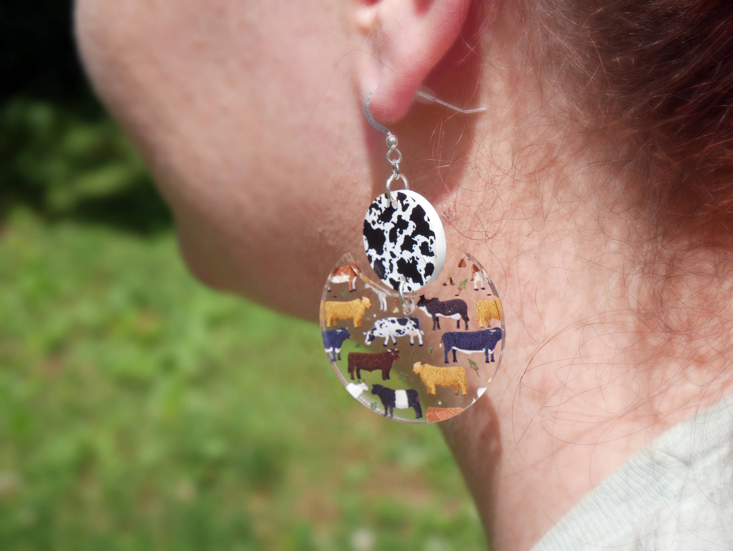 Cows & Bulls Pattern Earrings | Sterling Silver, Stainless Steel, or Clip On