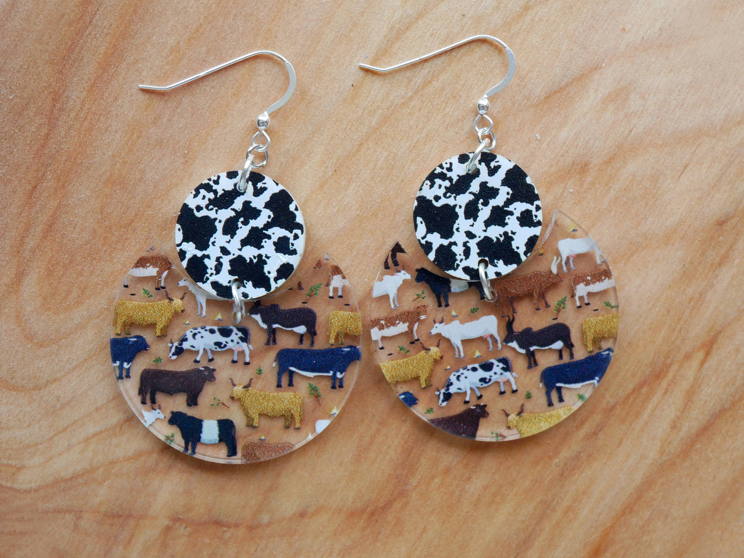 Cows & Bulls Pattern Earrings | Sterling Silver, Stainless Steel, or Clip On