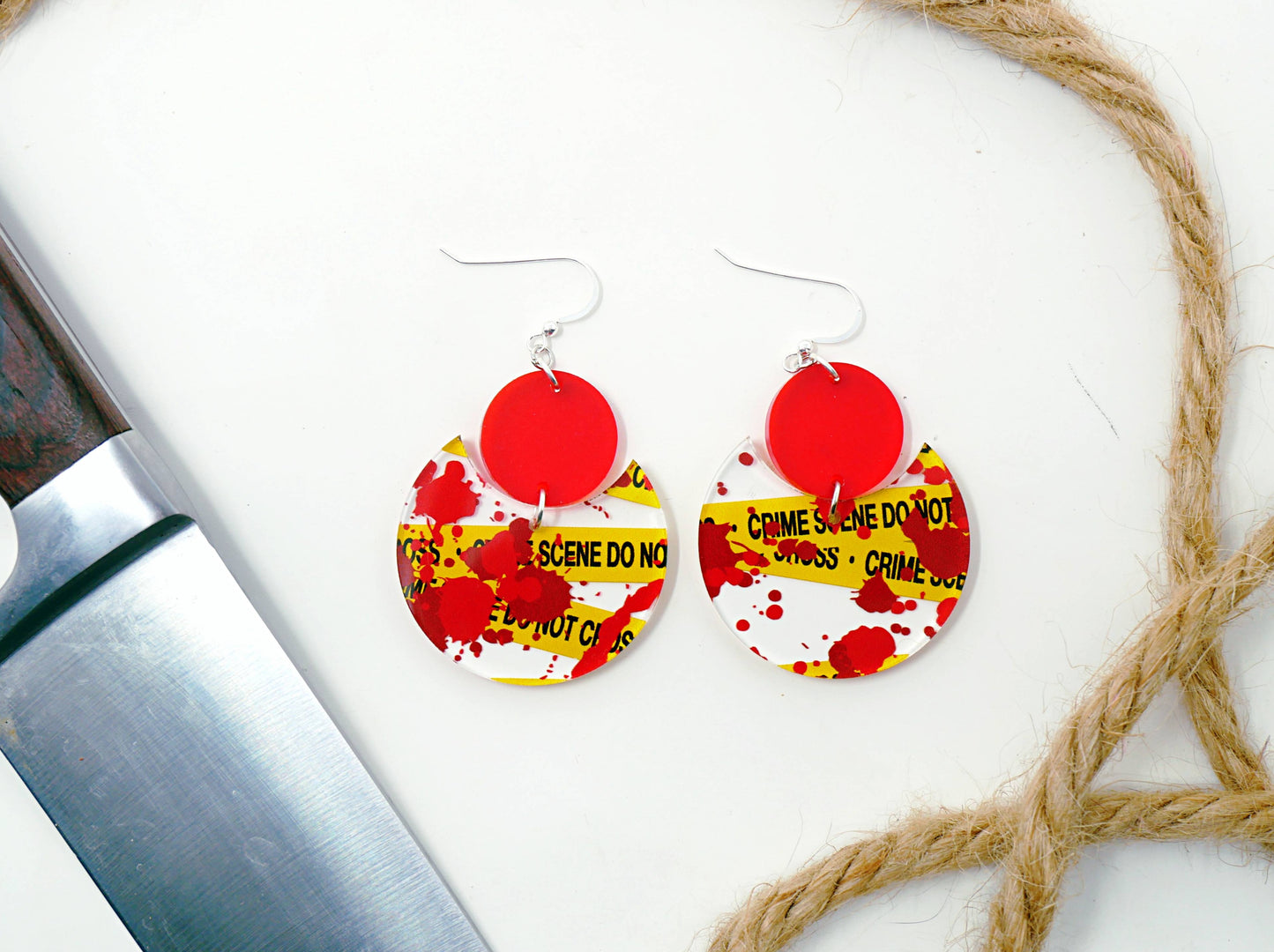 Crime Scene Blood Splatter Pattern Earrings | Sterling Silver, Stainless Steel, or Clip On