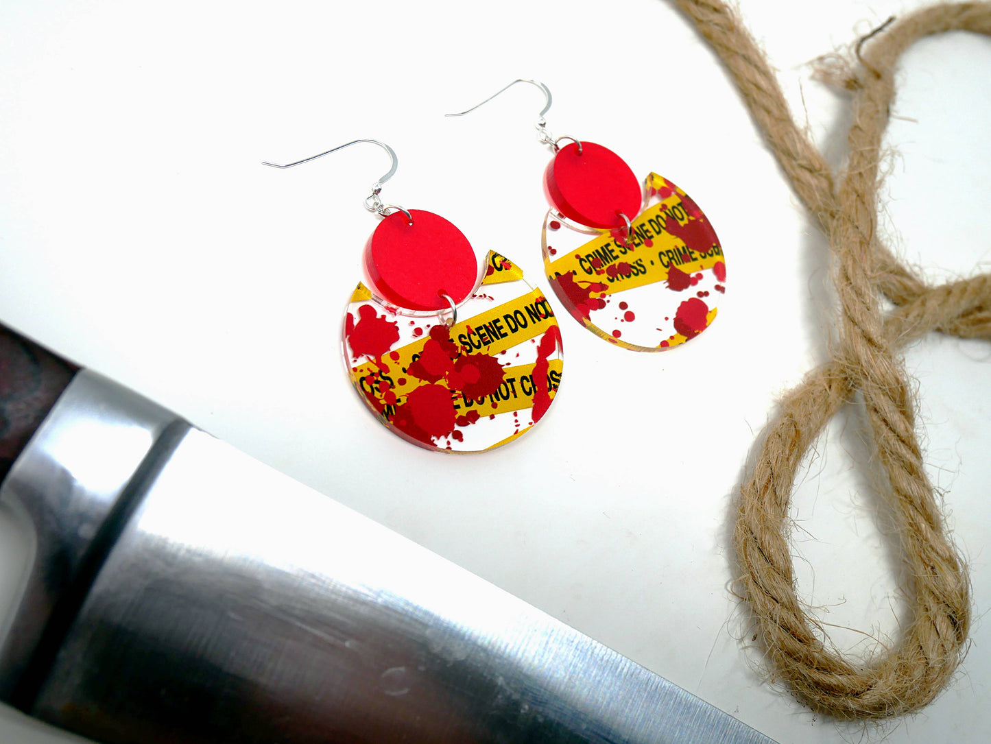 Crime Scene Blood Splatter Pattern Earrings | Sterling Silver, Stainless Steel, or Clip On