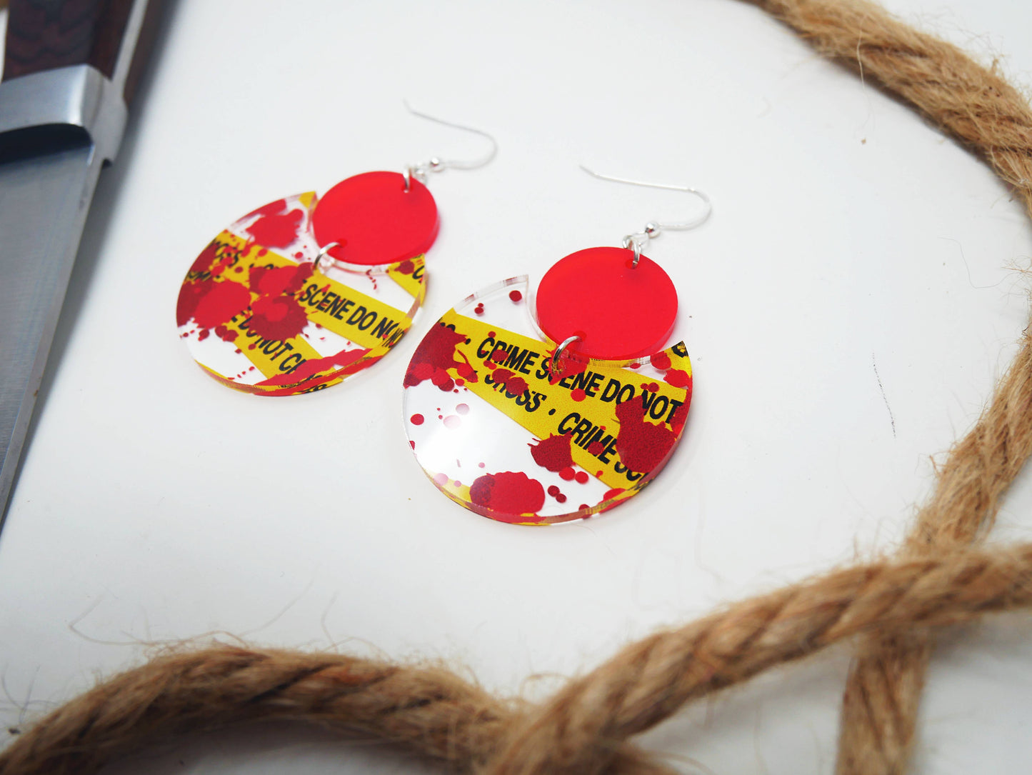 Crime Scene Blood Splatter Pattern Earrings | Sterling Silver, Stainless Steel, or Clip On