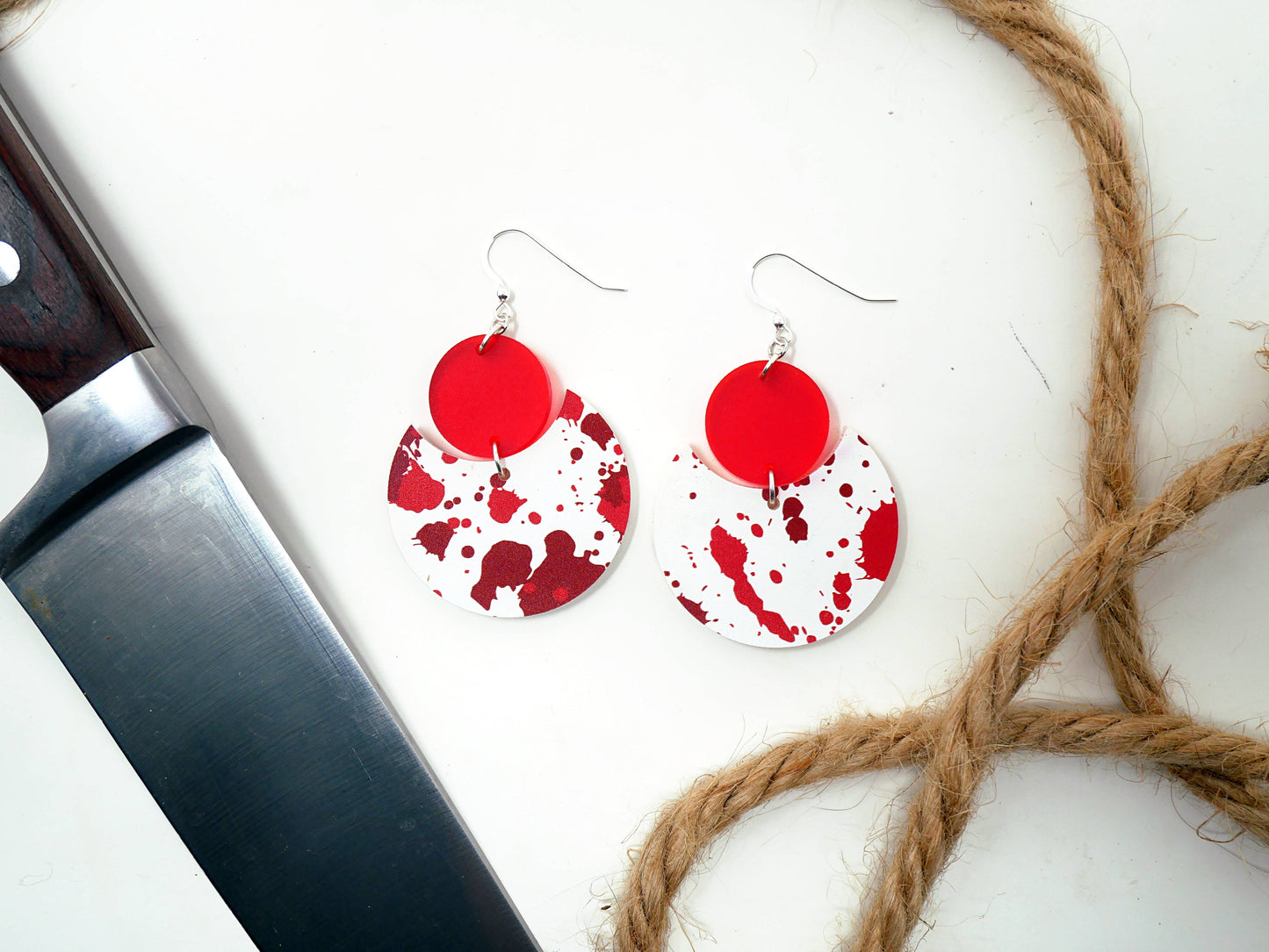 Blood Splatter Pattern Earrings | Sterling Silver, Stainless Steel, or Clip On
