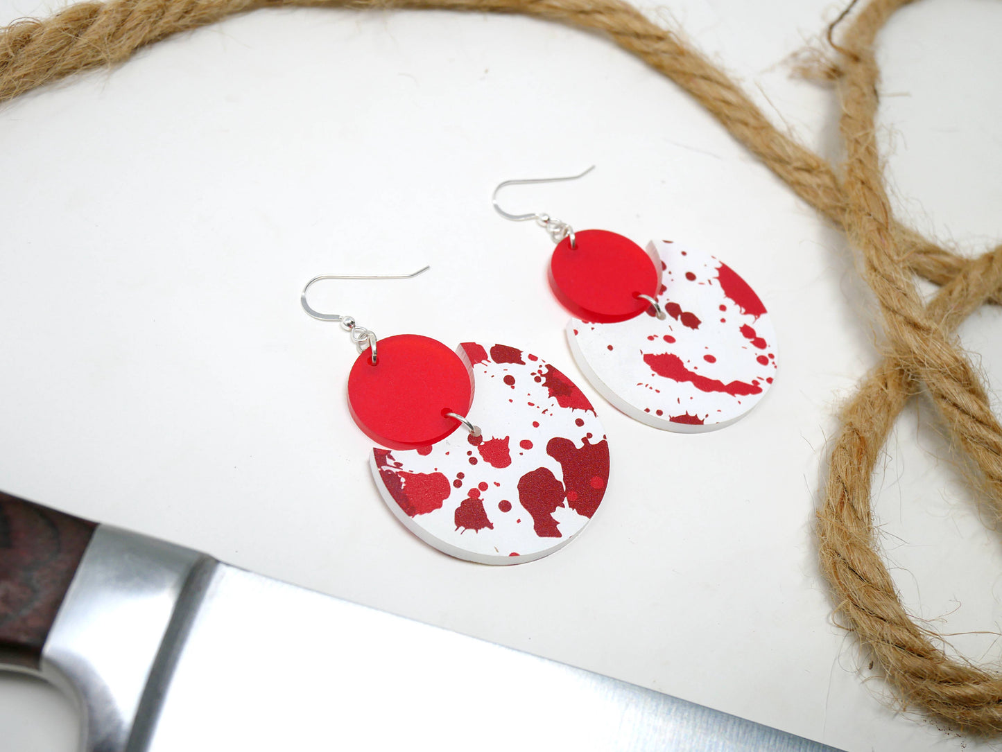 Blood Splatter Pattern Earrings | Sterling Silver, Stainless Steel, or Clip On
