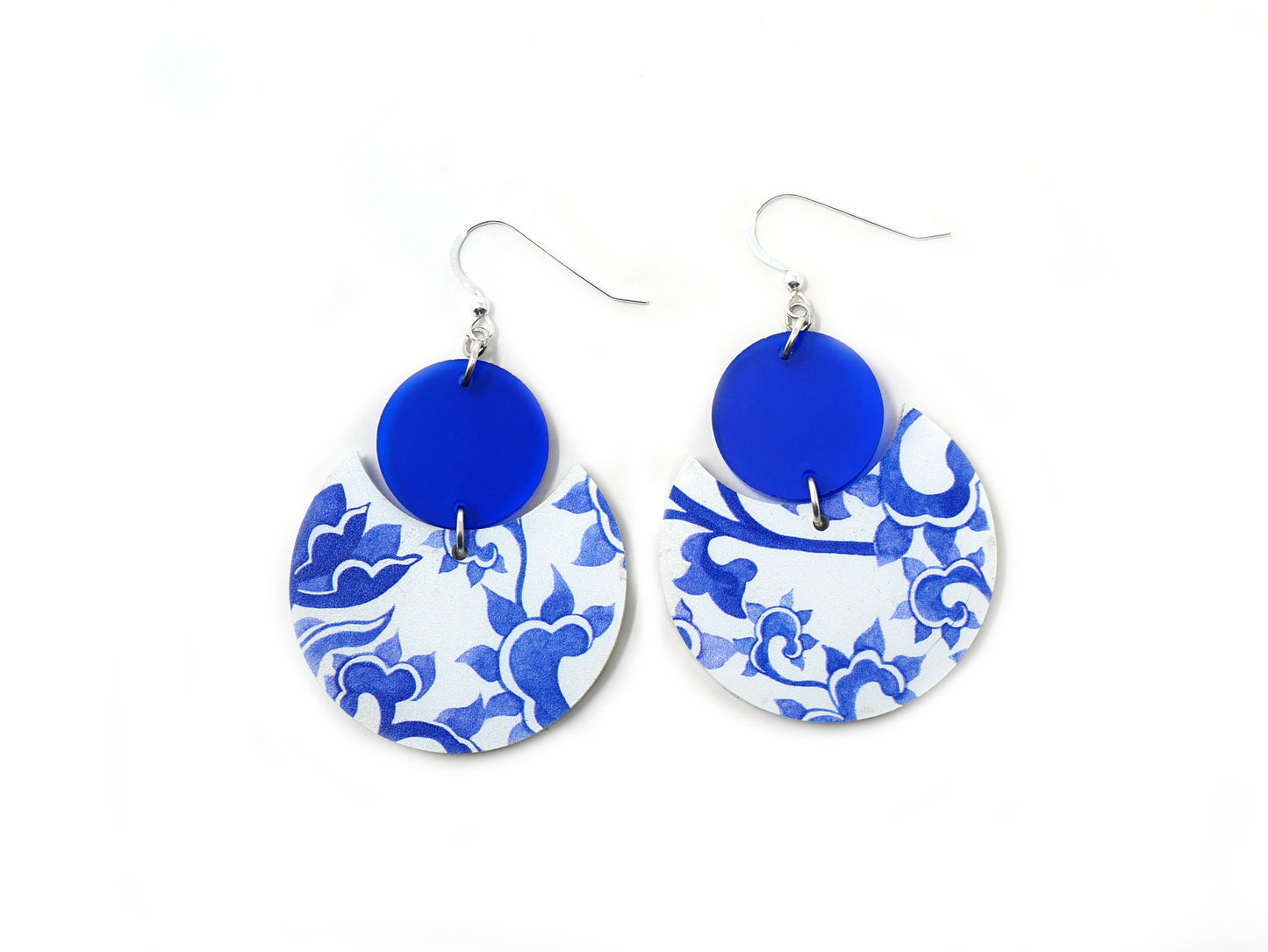 Blue China Pattern Earrings | Sterling Silver, Stainless Steel, or Clip On