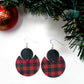 Red & Black Buffalo Plaid Pattern Earrings | Sterling Silver, Stainless Steel, or Clip On