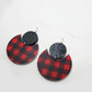 Red & Black Buffalo Plaid Pattern Earrings | Sterling Silver, Stainless Steel, or Clip On