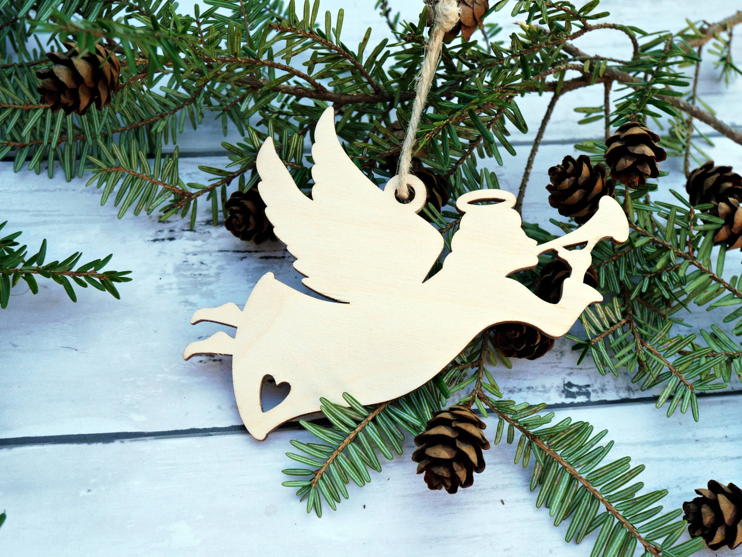 Wooden Angel Christmas Ornament