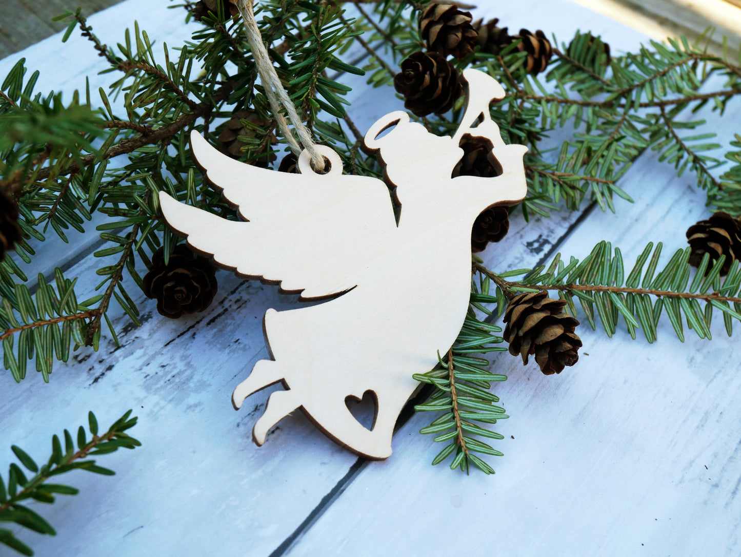 Wooden Angel Christmas Ornament