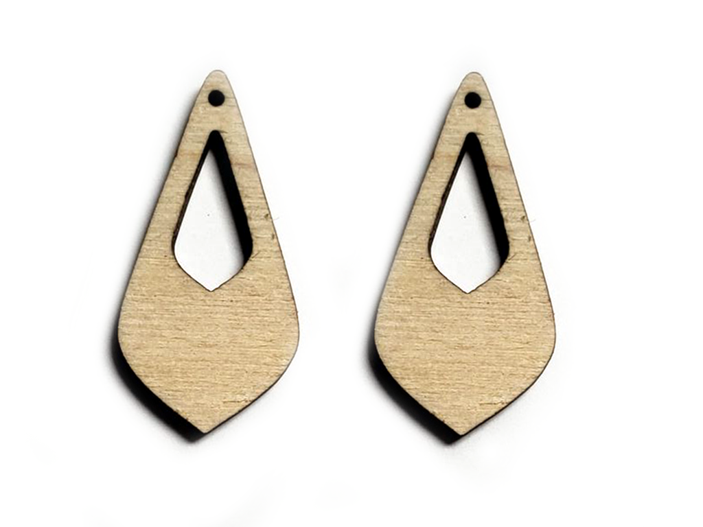 Small Tie Drop Wood Earring Blanks