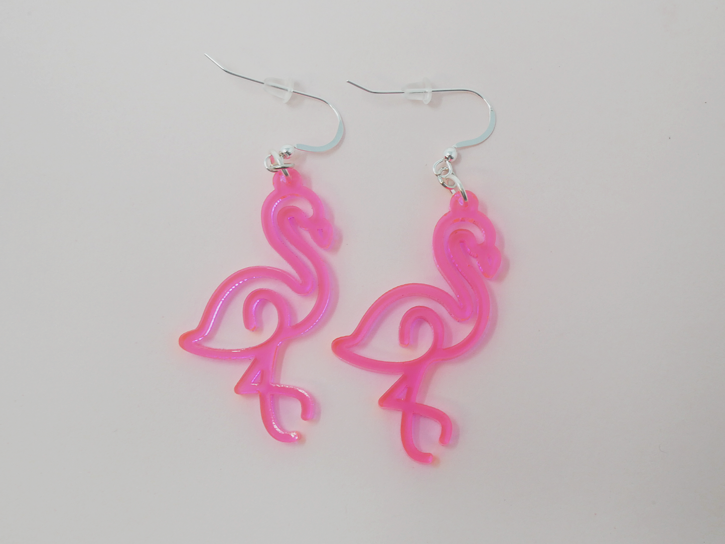 Frosted Pink Flamingo Earrings | Sterling Silver, Stainless Steel, or Clip On