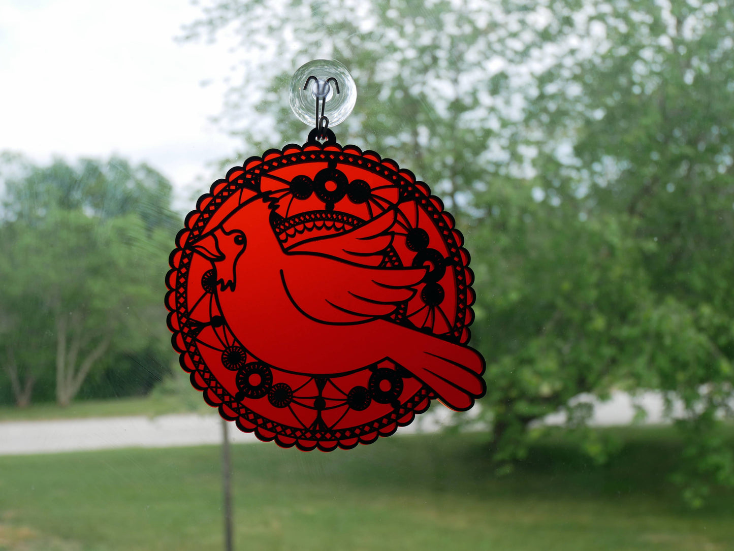 Cardinal Mandala Suncatcher