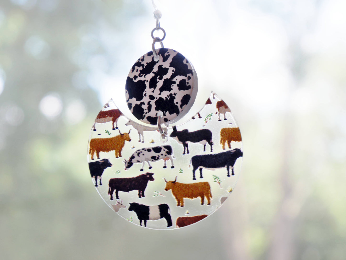 Cows & Bulls Pattern Earrings | Sterling Silver, Stainless Steel, or Clip On