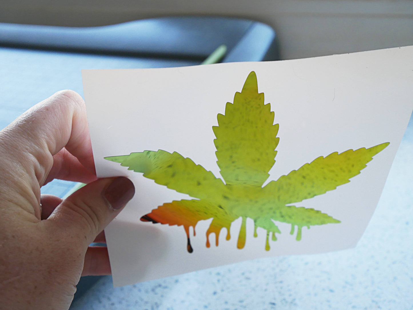 Marijuana Weed Dripping Holographic Sticker Decal