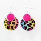 90s Neon Cheetah Pattern Earrings | Sterling Silver, Stainless Steel, or Clip On