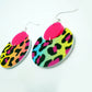 90s Neon Cheetah Pattern Earrings | Sterling Silver, Stainless Steel, or Clip On