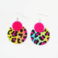 90s Neon Cheetah Pattern Earrings | Sterling Silver, Stainless Steel, or Clip On