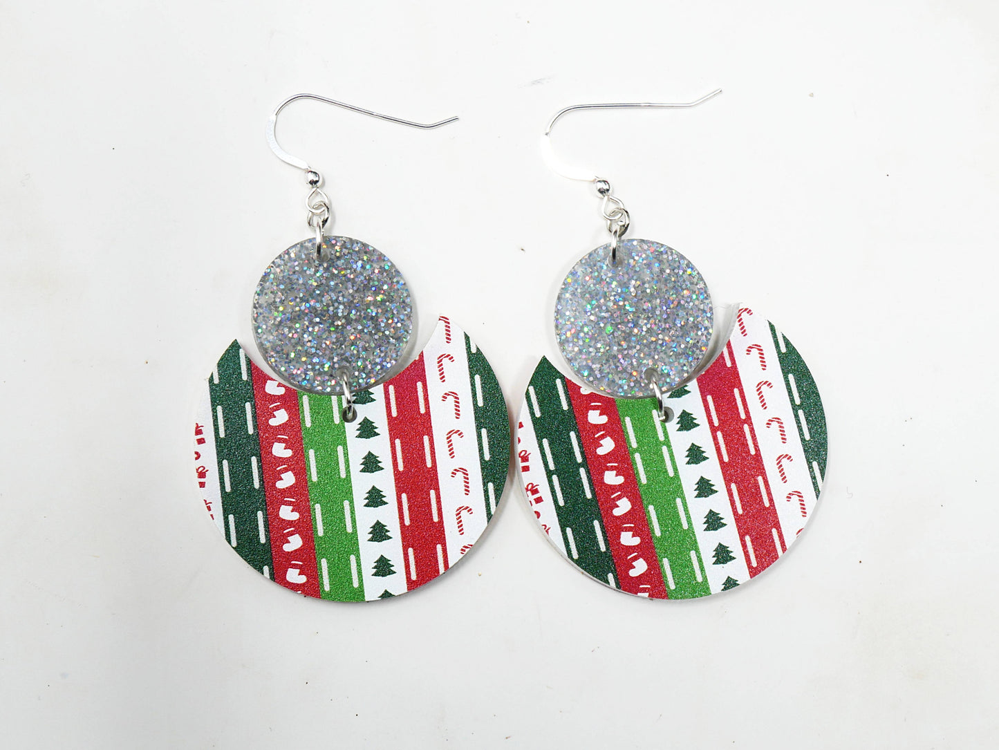Christmas Pattern Earrings | Sterling Silver, Stainless Steel, or Clip On