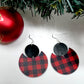 Red & Black Buffalo Plaid Pattern Earrings | Sterling Silver, Stainless Steel, or Clip On