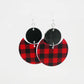 Red & Black Buffalo Plaid Pattern Earrings | Sterling Silver, Stainless Steel, or Clip On