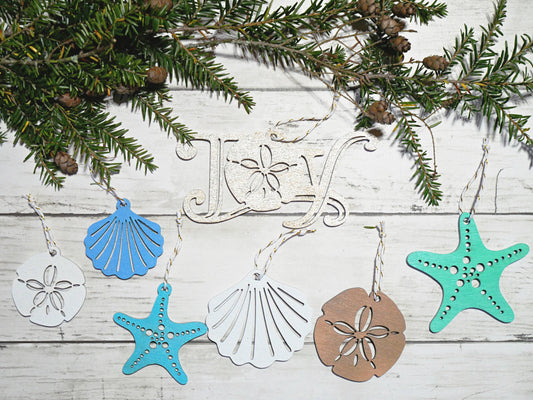 Wooden Beach Theme Ornament Set