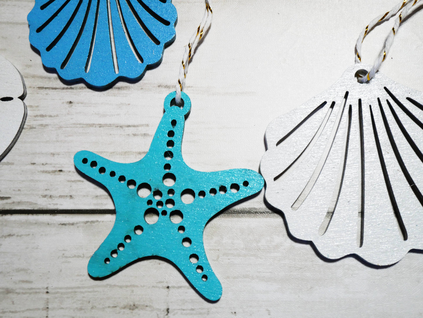 Wooden Beach Theme Ornament Set