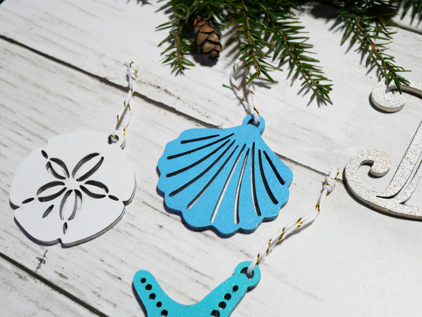 Wooden Beach Theme Ornament Set